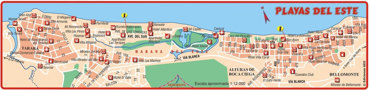نقشه از playa del este کوبا