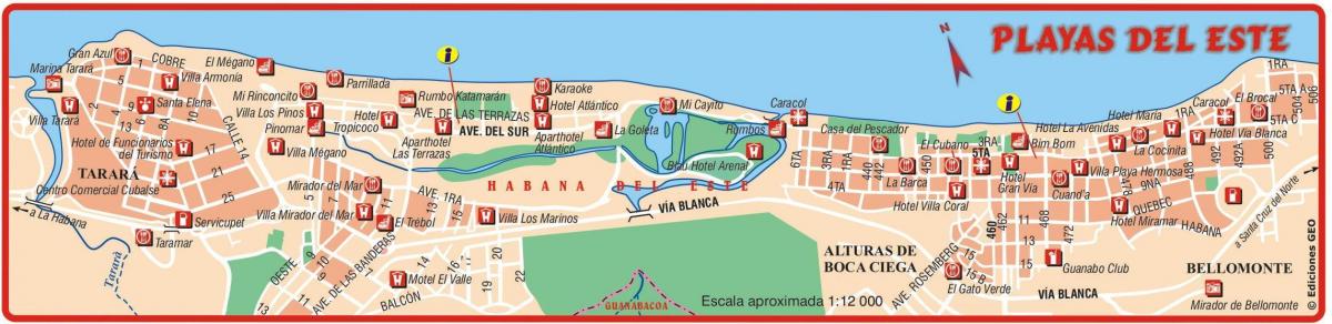 نقشه از playa del este کوبا